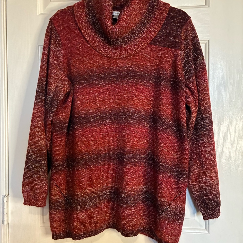 Avenue Red and Black Gradient Cowl Neck Sweater